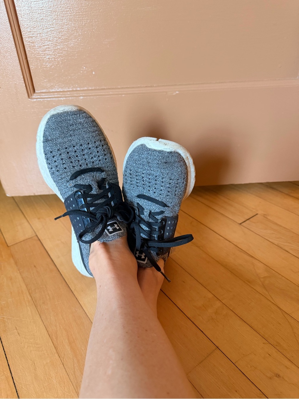Under Armour Gray Knit Women's Sneakers with White Soles Well Worn